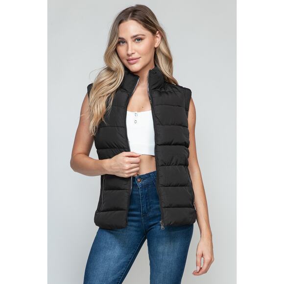 SNOBBISH Black Zip Up Turtleneck Puffer Vest Full Zip Pockets New Fall Winter - Picture 1 of 7